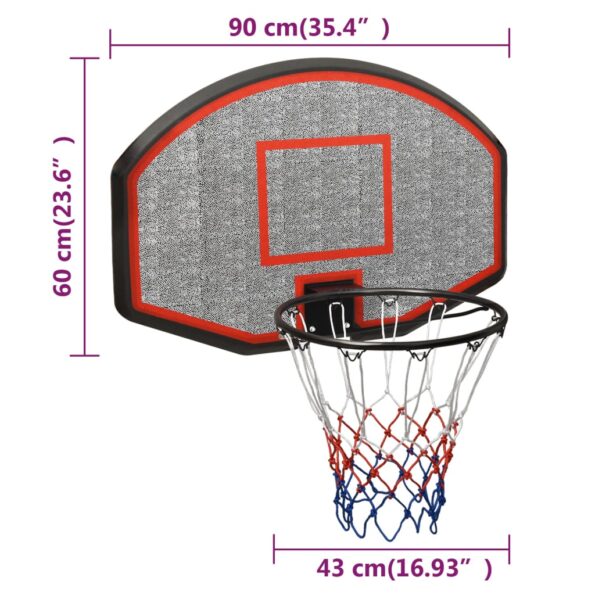 vidaXL Basketbalová doska čierna 90x60x2 cm polyetén – Obrázok 7