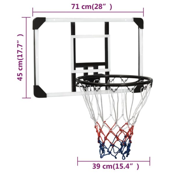 vidaXL Basketbalová doska priehľadná 71x45x2,5 cm polykarbonát – Obrázok 8