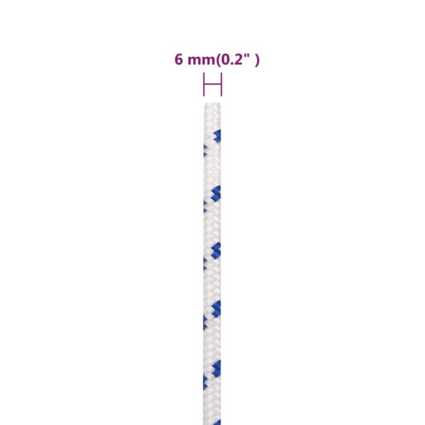 vidaXL Lodné lano biele 6 mm 25 m polypropylén – Obrázok 6