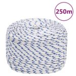 vidaXL Lodné lano biele 8 mm 250 m polypropylén