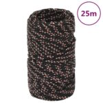 vidaXL Lodné lano čierne 2 mm 25 m polypropylén