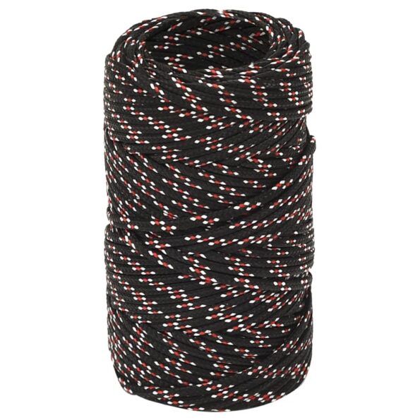 vidaXL Lodné lano čierne 2 mm 25 m polypropylén – Obrázok 2