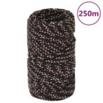 vidaXL Lodné lano čierne 2 mm 250 m polypropylén