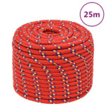 vidaXL Lodné lano červené 12 mm 25 m polypropylén