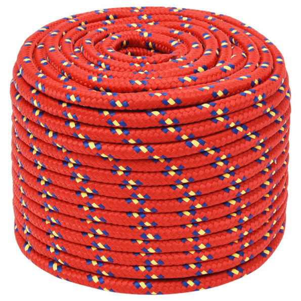 vidaXL Lodné lano červené 12 mm 25 m polypropylén – Obrázok 2