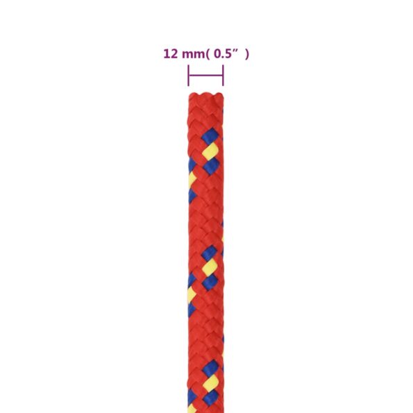 vidaXL Lodné lano červené 12 mm 25 m polypropylén – Obrázok 6