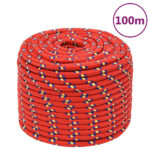 vidaXL Lodné lano červené 14 mm 100 m polypropylén