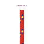 vidaXL Lodné lano červené 14 mm 100 m polypropylén – Obrázok 6
