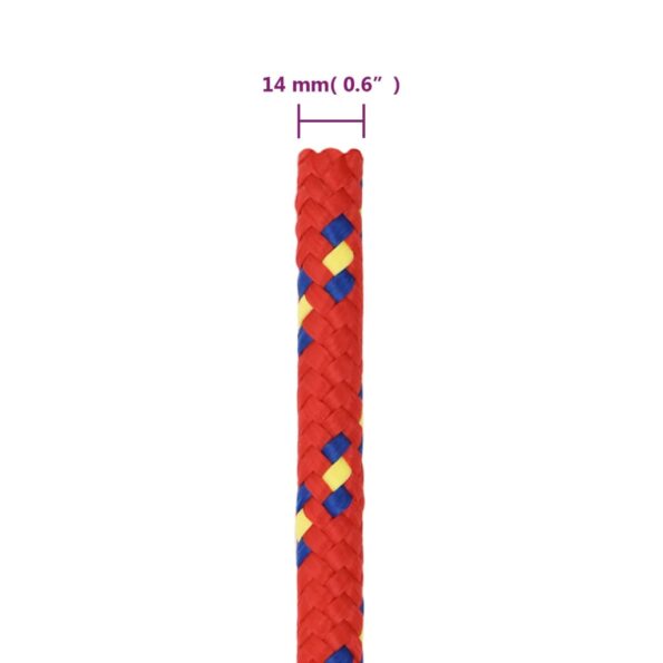 vidaXL Lodné lano červené 14 mm 100 m polypropylén – Obrázok 6