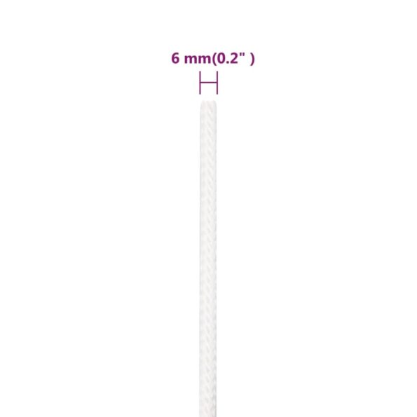 vidaXL Lodné lano biele 6 mm 25 m polypropylén – Obrázok 6