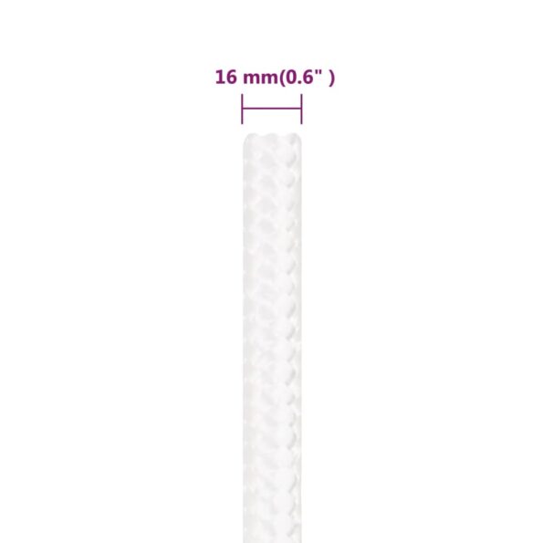 vidaXL Lodné lano biele 16 mm 250 m polypropylén – Obrázok 6