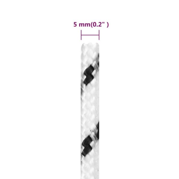vidaXL Pletené lodné lano biele 5 mm x 50 m polyester – Obrázok 5