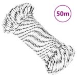 vidaXL Pletené lodné lano biele 5 mm x 50 m polyester – Obrázok 6