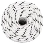 vidaXL Pletené lodné lano biele 14 mm x 100 m polyester – Obrázok 2
