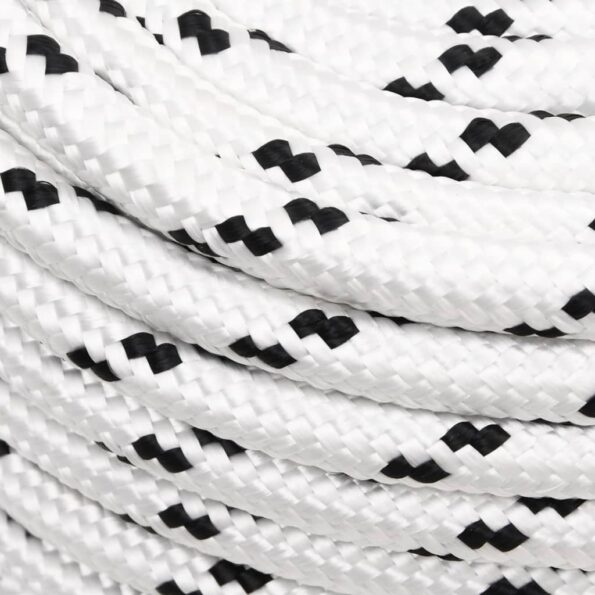 vidaXL Pletené lodné lano biele 14 mm x 100 m polyester – Obrázok 3