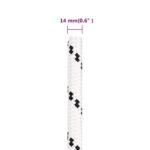vidaXL Pletené lodné lano biele 14 mm x 100 m polyester – Obrázok 5