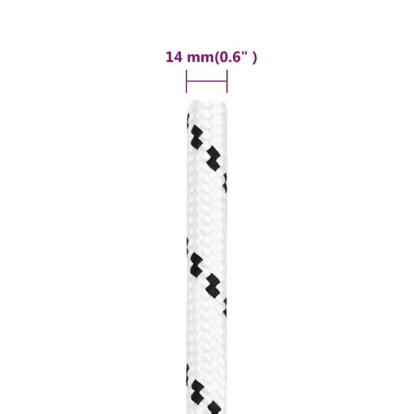 vidaXL Pletené lodné lano biele 14 mm x 100 m polyester – Obrázok 5