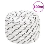 vidaXL Pletené lodné lano biele 14 mm x 100 m polyester – Obrázok 6