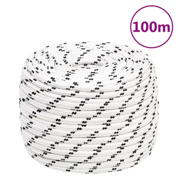 vidaXL Pletené lodné lano biele 14 mm x 100 m polyester – Obrázok 6