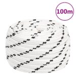 vidaXL Pracovné lano biele 18 mm 100 m polyester