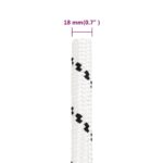 vidaXL Pracovné lano biele 18 mm 100 m polyester – Obrázok 6
