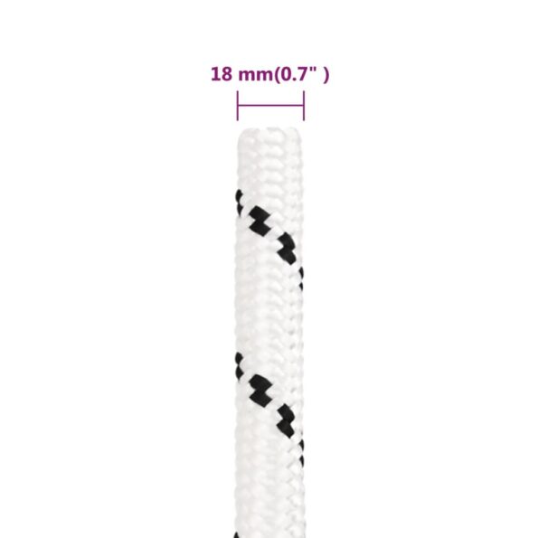 vidaXL Pracovné lano biele 18 mm 100 m polyester – Obrázok 6
