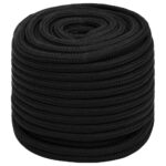 vidaXL Pracovné lano čierne 18 mm 100 m polyester – Obrázok 2