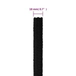 vidaXL Pracovné lano čierne 18 mm 100 m polyester – Obrázok 6