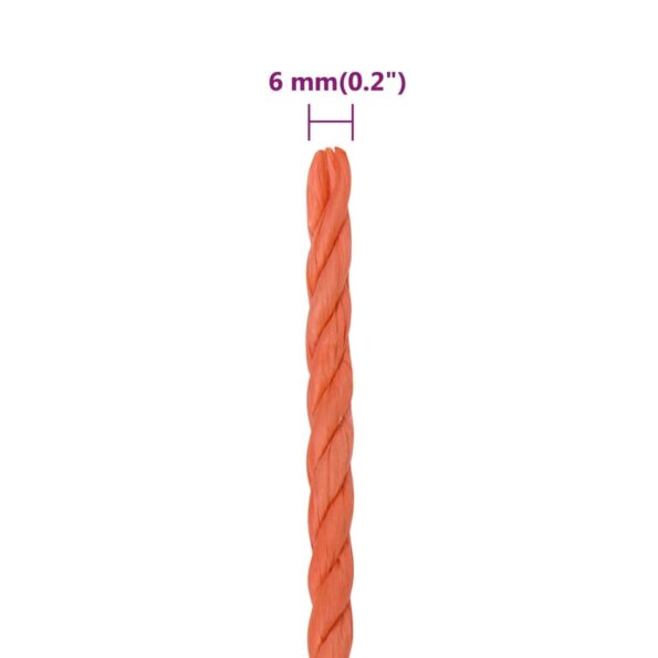 vidaXL Pracovné lano oranžové 6 mm 25 m polypropylén – Obrázok 6