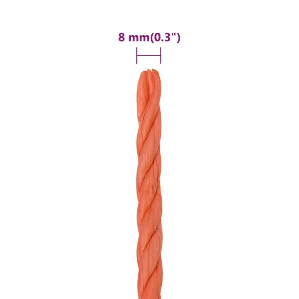 vidaXL Pracovné lano oranžové 8 mm 25 m polypropylén – Obrázok 6