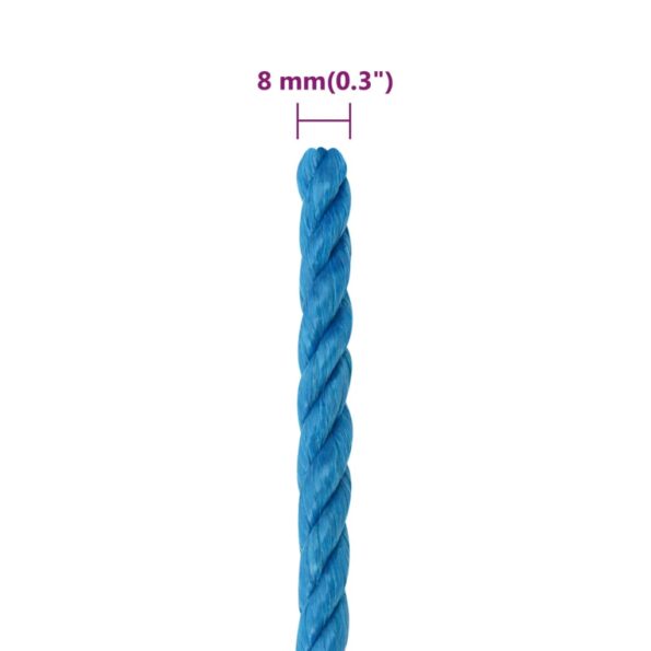 vidaXL Pracovné lano modré 8 mm 50 m polypropylén – Obrázok 6
