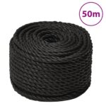 vidaXL Pracovné lano čierne 12 mm 50 m polypropylén