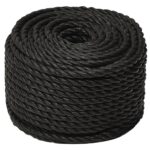 vidaXL Pracovné lano čierne 12 mm 50 m polypropylén – Obrázok 2