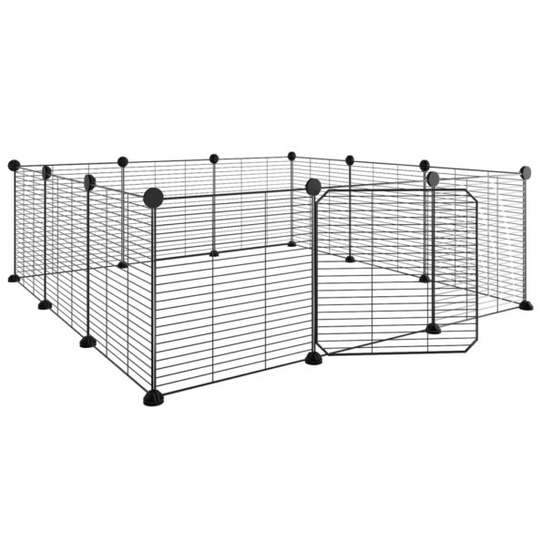 vidaXL 12-panelová klietka pre domáce zvieratá s dvierkami čierna 35x35 cm oceľová – Obrázok 4