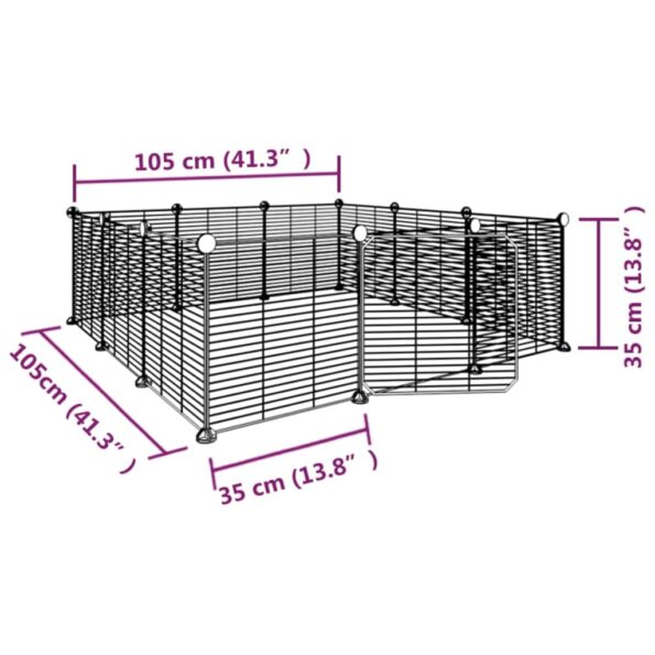 vidaXL 12-panelová klietka pre domáce zvieratá s dvierkami čierna 35x35 cm oceľová – Obrázok 8