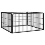 vidaXL Ohrádka pre psov 4 panely čierna 100x50 cm práškovaná oceľ