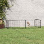 vidaXL Ohrádka pre psov 4 panely čierna 100x50 cm práškovaná oceľ – Obrázok 2