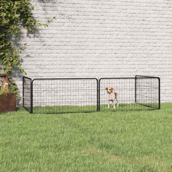 vidaXL Ohrádka pre psov 4 panely čierna 100x50 cm práškovaná oceľ – Obrázok 2