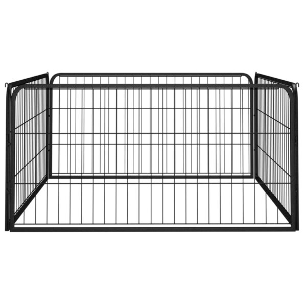 vidaXL Ohrádka pre psov 4 panely čierna 100x50 cm práškovaná oceľ – Obrázok 3