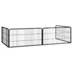 vidaXL Ohrádka pre psov 4 panely čierna 100x50 cm práškovaná oceľ – Obrázok 4