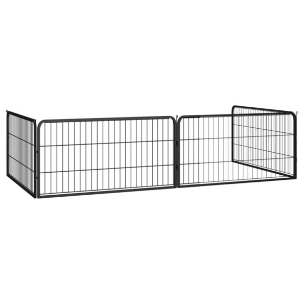 vidaXL Ohrádka pre psov 4 panely čierna 100x50 cm práškovaná oceľ – Obrázok 4