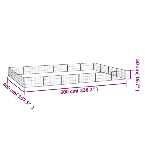 vidaXL Ohrádka pre psov 20 panelov čierna 100x50 cm práškovaná oceľ – Obrázok 7