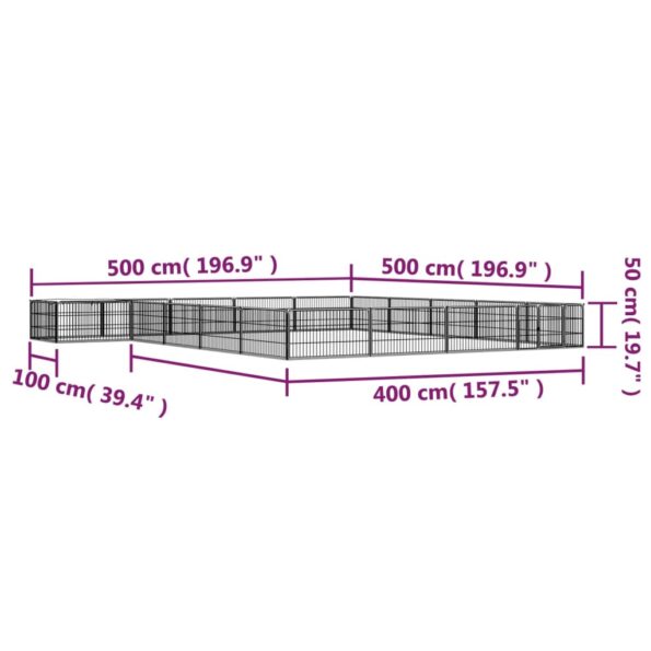 vidaXL Ohrádka pre psov 20 panelov čierna 100x50 cm práškovaná oceľ – Obrázok 6