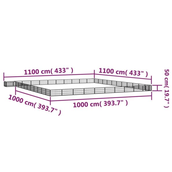 vidaXL Ohrádka pre psov 44 panelov čierna 100x50 cm práškovaná oceľ – Obrázok 6