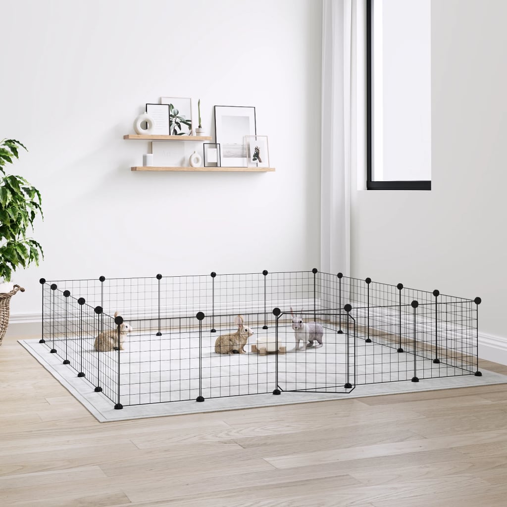 VXL8720287190523_m_en_hd_1.jpg VidaXL 20-panelová klietka pre domáce zvieratá čierna 35x35 cm oceľ – Obrázok 1