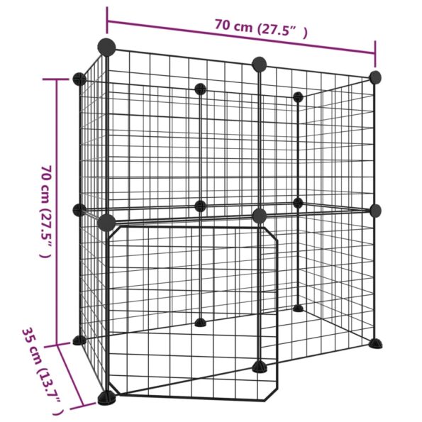 VidaXL 12-panelová klietka pre domáce zvieratá čierna 35x35 cm oceľ – Obrázok 4