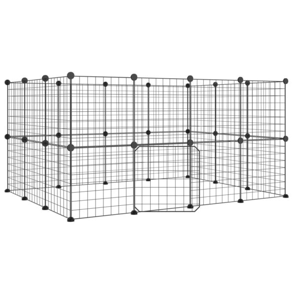 VidaXL 28-panelová klietka pre domáce zvieratá čierna 35x35 cm oceľ – Obrázok 2