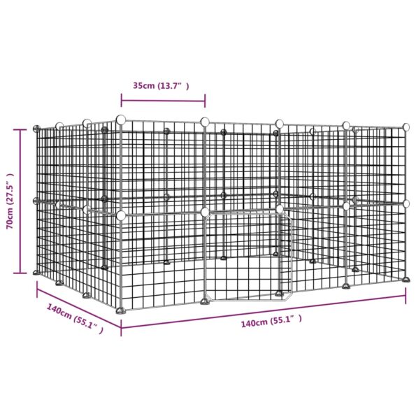 VidaXL 28-panelová klietka pre domáce zvieratá čierna 35x35 cm oceľ – Obrázok 4