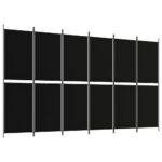 vidaXL 6-panelový paraván čierna 300x180 cm látka – Obrázok 2