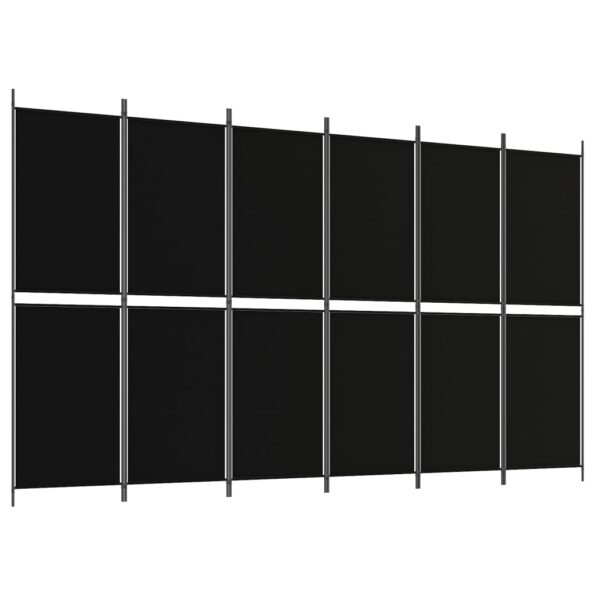 vidaXL 6-panelový paraván čierna 300x180 cm látka – Obrázok 2